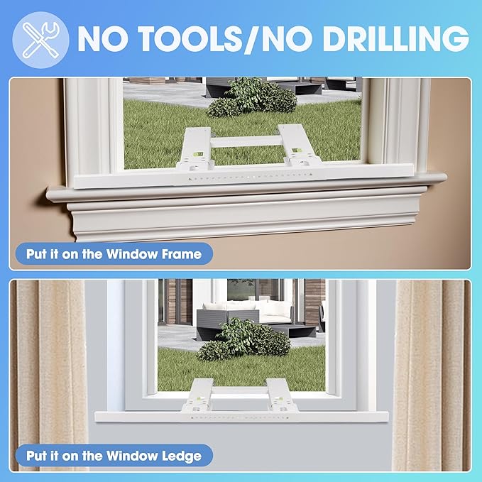 Air Conditioner Support Bracket, Adjustable Window AC Bracket, No Drilling, Heavy Steel Air Conditioner Stand Fit Most Single and Double-Hung Windows, Hold Up to 220lbs