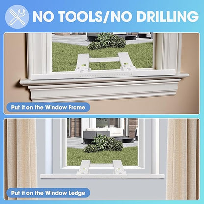 Air Conditioner Support Bracket, Adjustable Window AC Bracket, No Drilling, Heavy Steel Air Conditioner Stand Fit Most Single and Double-Hung Windows, Hold Up to 220lbs