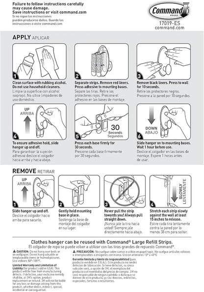 Command Clothes Hanger, 1 Hanger, 2 Strips/Pack, White, Large (Pack of 2)