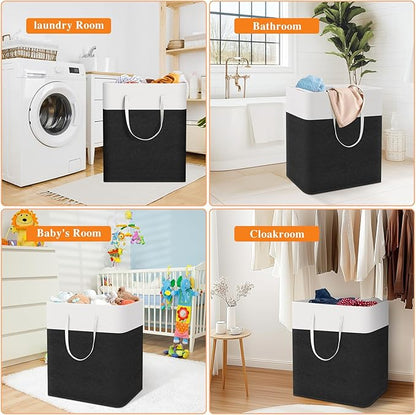 laundry basket 3-Pack, laundry hamper, Hamper with handles, collapsible laundry baskets, Waterproof dirty clothes hamper, Towel Storage for Home or Dorm, 100L-Black