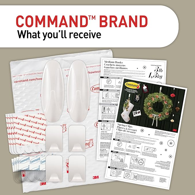 Command Mixed Hooks Pack, Radiant Pearl, 6/Pack (PRMHP-6ESF)