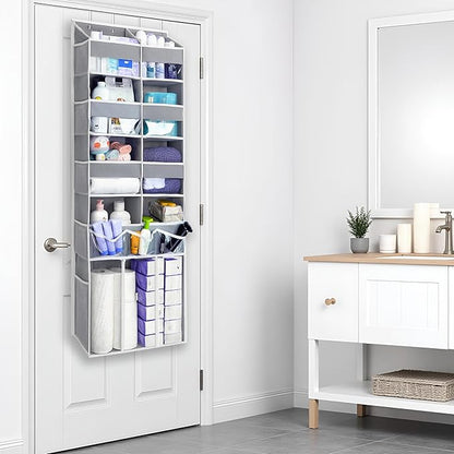 Extra Large Over The Door Organizer with Clear Pockets - 8 Compartments & XL Bottom Storage, Heavy-Duty Hanging Organizer for Bathroom, Bedroom, Closet (57 Inch Height).