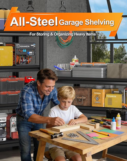 48''W Garage Shelves Heavy Duty - 3,000Lbs Steel Metal Adjustable Utility Storage Shelving Rack Units 48" W x 24" D x 78" H 5 Tier Black