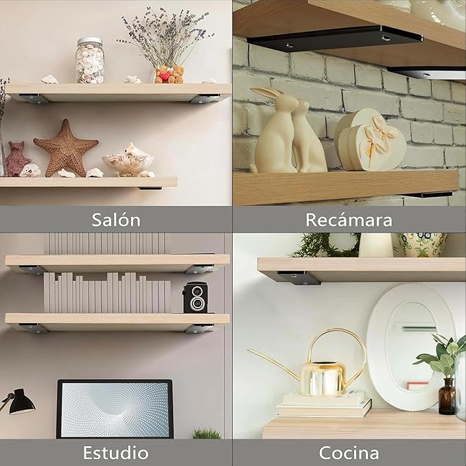 HEART ART Floating Shelf Bracket 12 Inch,2 Pack Heavy Duty Shelf Brackets,L Brackets for Shelves Black,12”L x 1.6”H x1.6”W