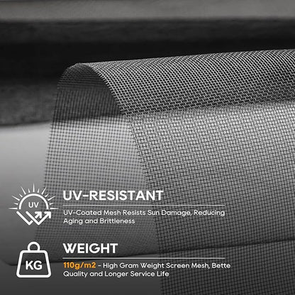 King&Charles Window Screen Door Mesh, Window Screen Replacement/Repair Kit, 48”x118” Fiberglass Black Mesh, Durable&Visibility & Cuttable & Washble, Easy to Replace/Install/DIY