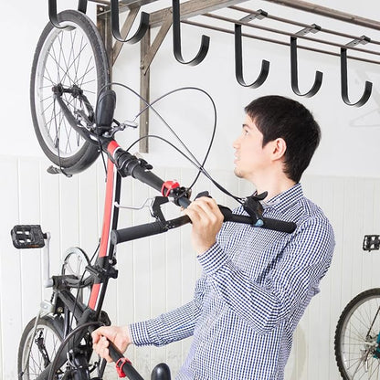 QWORK Bike Hooks for Garage Ceiling Mount Rack, 4 Pack Wall Shelving Hooks