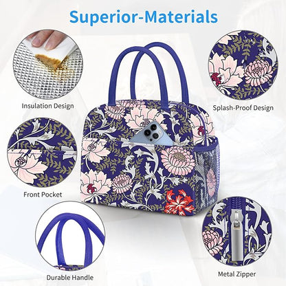 DALINDA Lunch Bag Lunch Box for Women Men Reusable Insulated Lunch Tote Bag,Leakproof Thermal Cooler Sack Food Handbags Case High Capacity for Travel Work Picnic Beach,Orchid3