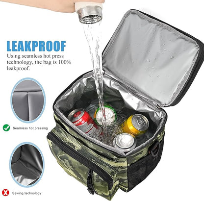 MIYCOO Lunch Bag & Lunch Box for Men Women, Double Deck Leakproof Insulated Soft Large Adult Camping Cooler bag for Work, Beach, Picnic, Travel (Camouflage, 15L)