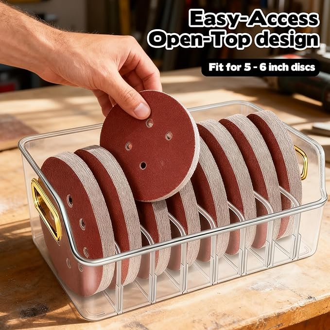 2 Sets 5 Inch Sanding Discs Storage Bins - 8 Slots for Classified Organization, Sandpaper Storage Holder, Woodworking Tool Box Organizers, Storage Rack (Excluding Sandpaper)