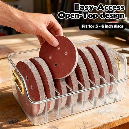 2 Sets 5 Inch Sanding Discs Storage Bins - 8 Slots for Classified Organization, Sandpaper Storage Holder, Woodworking Tool Box Organizers, Storage Rack (Excluding Sandpaper)