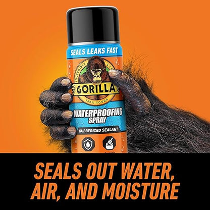 Gorilla Waterproof Patch & Seal Rubberized Sealant Spray, Black, 16 Ounce (Pack of 2) - Seals Out Water, Air, and Moisture