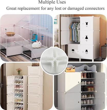 20Pcs Wire Cube Connectors, White Wire Grid Storage Cubes Shelf Connectors 3.6cm Plastic Connectors for Wire Cube Storage Shelving Unit and Modular Closet Organizer, SATONBEYI