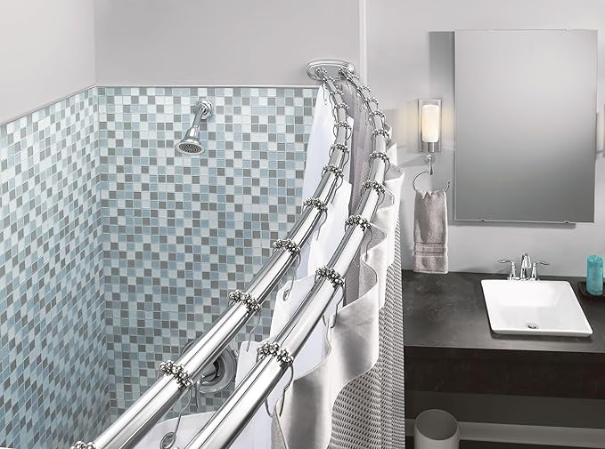 Moen DN2141CH 60 Inch Adjustable Stainless Steel Double Curve Shower Rod for 5ft Long Shower Tubs, Chrome
