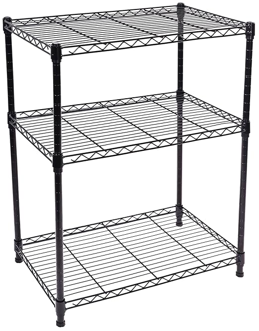 Elevon 3-Shelf Adjustable, Heavy Duty Storage Shelving Unit (350 lbs Loading Capacity per Shelf), Steel Organizer Wire Rack, Black (23.2" L x 13.4" W x 30.3" H)