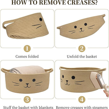 Large Cat Toy Basket - Baskets for Gifts Empty for Baby Shower Baby Baskets for Nursery Cute Woven Rope Storage Basket for Home Decor, Dog Toy Basket Jute Easter basket, 13" D x 6" H