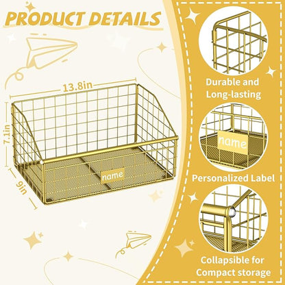 Indestructible Dog Toy basket, Small Toy Box for Dogs, Pet Toy Bin Dog Metal Basket for Toys, Toy Storage Organizer, Cat Toy Box for Living Room Area(Gold)