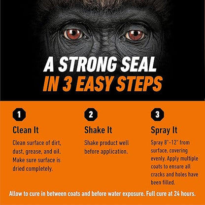 Gorilla Waterproof Patch & Seal Rubberized Sealant Spray, White, 14 Ounce (Pack of 2) - Seals Out Water, Air, and Moisture