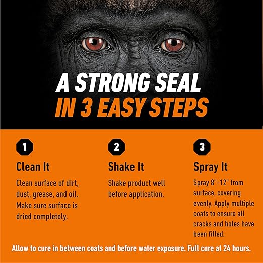 Gorilla Waterproof Patch & Seal Rubberized Sealant Spray, White, 14 Ounce (Pack of 6) - Seals Out Water, Air, and Moisture