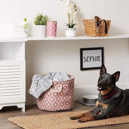Bone Dry 6192 Pet Storage Collection Lattice Paw Print, Medium Round, Rose