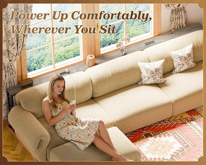 SUPERJARE Sofa Table with 2 Power Outlets and USB-C Ports, 5.9 Inch Narrow Console Table with Storage, Extra-Long, for Entryway Hallway Couch Behind Sofa, Small Spaces (Oak, 5.9"D x 110.2"W x 29.7"H)