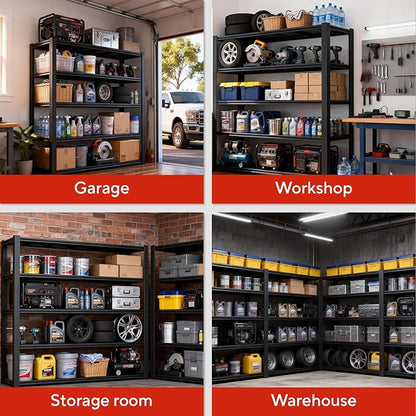 Garage Shelving, Heavy Duty Storage Shelves Metal Shelf Unit Adjustable Industrial Storage Racks for Shop,Warehouse,Basement (83" H X 55" W X 24" D, 5)