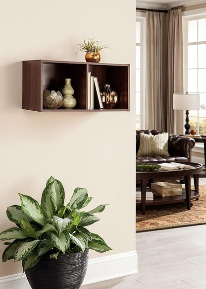ClosetMaid Cubeicals 2-Cube Storage Shelf Organizer - Stackable or Wall-Mountable, Easy Assembly, Dark Cherry Finish