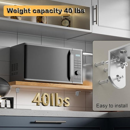 Alise 4Pcs Shelf Brackets,Stainless Steel Floating Shelf Brackets Corner Brackets,L Brackets for Shelves,90 Degree Angle Bracket, Heavy Duty Shelf Brackets for Wood Furniture (Brushed, 1.97X1.97 in)