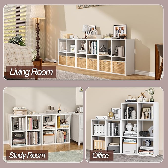 4-Cube Storage Organizer, Modern Cube Shelf, Small Bookshelf Storage Unit, Open Cubicle Bookcase for Living Room, Bathroom, Entrance Hall, Entryway