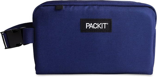 PackIt® Freezable Snack Box, True Blue, Built with ECOFREEZE® Technology, Collapsible, Reusable, Zip Closure with Buckle Handle, Designed For Work Snacks, Fresh Snacks On the Go, Adults, and All Ages