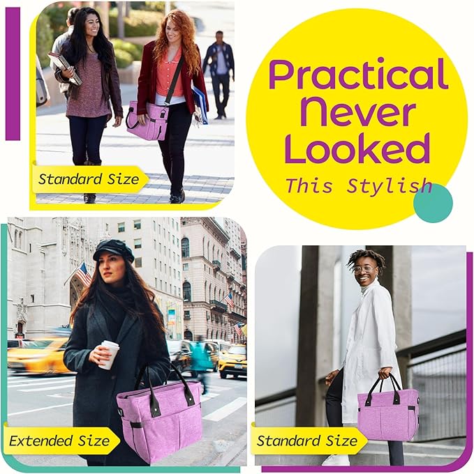 KIPBELIF Cute&Classy Roomy Insulated Lunch Bags for Women - Stylish & Functional Large Tote Adult Lunch Box for Working & Picnic(Extra Large,Purple)