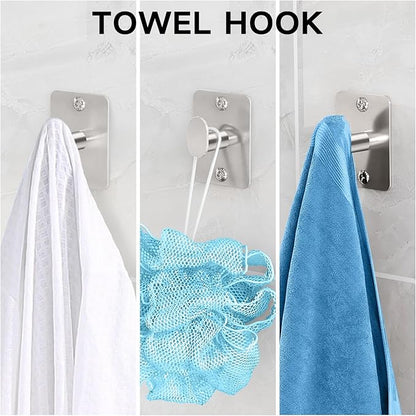 Brushed Nickel Bathroom Accessories Set, 4 Pieces Bathroom Hardware Set, 16 inch Towel Bar, Towel Racks for Bathroom, Robe Towel Hooks, Toilet Paper Holder Wall Mounted