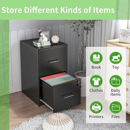 Metal File Cabinet with Drawer Heavy Duty Home Office Steel Vertical Filing Lockable Cabinets for Legal/Letter Size,Assembly Required