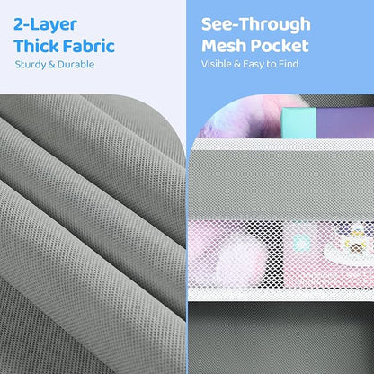 Yecaye 3 Pack Over the Door Organizer, 35.2lbs Load Toy Stuffed Animal Storage, Swing-proof Hanging Bathroom Organizers and Storage for Nursery Newborn Baby Essential Stuff Dorm Room Essentials Grey