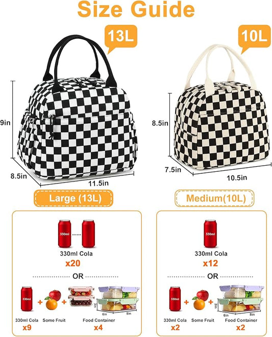 Bluboon Lunch Bag for Women Cute Corduroy Lunch Tote Bags with Shoulder Strap Reusable Insulated Lunch Box Large Capacity Reusable Insulated Cooler for Work Picnic or Travel (13L)