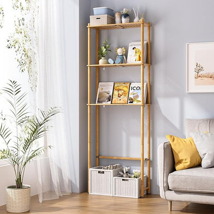 AmazerBath Over The Toilet Storage Bamboo, Bathroom Over Toilet Organizer Rack, 3-Tier Freestanding Above Toilet Shelf for Bathroom, Laundry, Space Saver, Natural Color