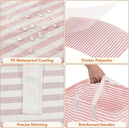 Lifewit 3 Pack Laundry Basket 80L Each, Collapsible Clothes Hamper with Reinforced Handles, Freestanding Waterproof Design for Bedroom and Laundry Room, Pink 240L Total