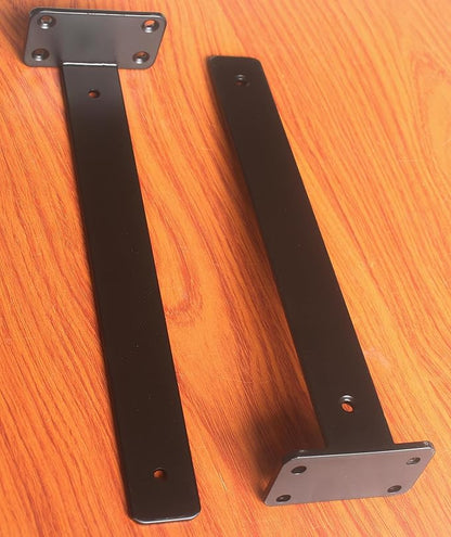 8 Pack - 12 inch Black Hidden L Shelf Bracket (1/5 Inch Thicked) Iron Floating Shelf Brackets Rustic Industrial Metal Brackets for Shelf Support
