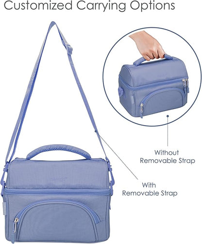 Bentgo® Deluxe Lunch Bag - Durable and Insulated Lunch Tote with Zippered Outer Pocket, Internal Mesh Pocket, Padded & Adjustable Straps, & 2-Way Zippers - Fits Most Lunch Boxes (Slate)