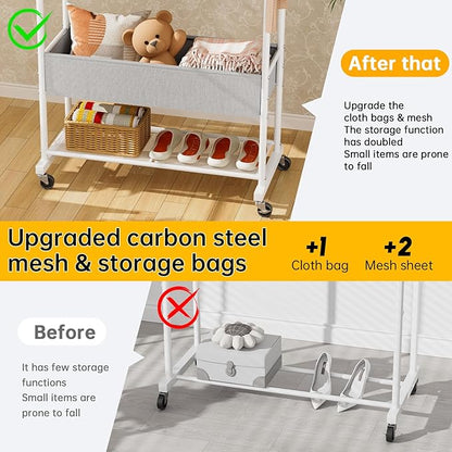 SINGAYE Clothes Garment Coat Rack Drying Clothing Racks Metal Freestanding for Hanging Clothes Portable Closet for Laundry Bedroom White