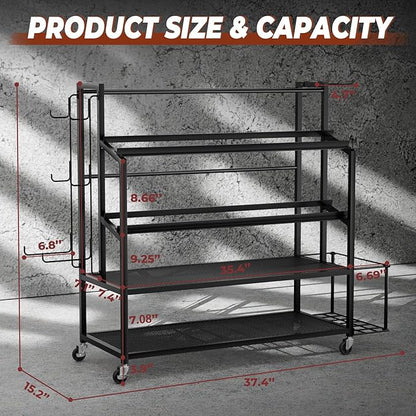 Dumbbell Rack Weight Stand Only - Adjustable Weight Rack for Dumbbells, Home Gym Storage Rack for Yoga Mat Foam Roller Kettlebells, Workout Equipment Storage Organizer With Wheels