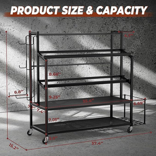 Dumbbell Rack Weight Stand Only - Adjustable Weight Rack for Dumbbells, Home Gym Storage Rack for Yoga Mat Foam Roller Kettlebells, Workout Equipment Storage Organizer With Wheels