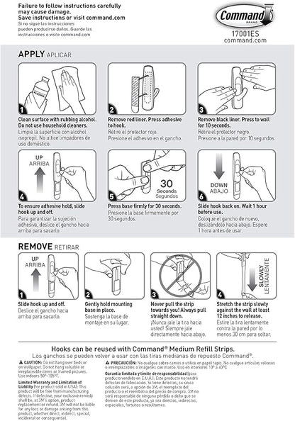 Command Medium Utility Hooks, 20 Hooks and 24 Strips, Damage-Free Hanging Wall Hook with Adhesive Strips, No Tools Great for Hanging, Organization and Storage, Holds up to 3 lb