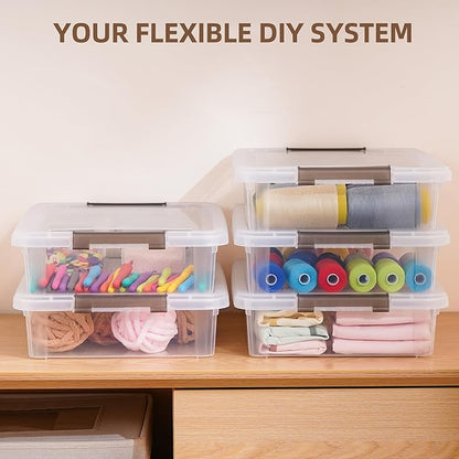 Citylife 3 PCS Plastic Storage Bins with Latching Lids Portable Project Case Clear File Box Stackable Storage Containers for Organizing A4 Paper, Photo, Document, Scrapbook