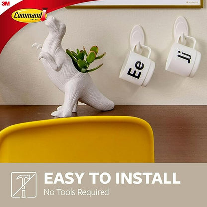 Command Indoor Terrace Hooks, 2 Hooks and 4 Strips, Damage-Free Hanging Wall Hook with Adhesive Strips, No Tools Great for Hanging, Organization and Storage, Holds up to 3 lb