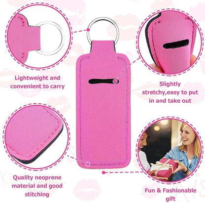 Yisong 40/60/ 80 Pack Lipstick Holder Keychains Bulk Neoprene Lip Balm Holder Keychain Lip Gloss Sleeve Pocket Women Presents