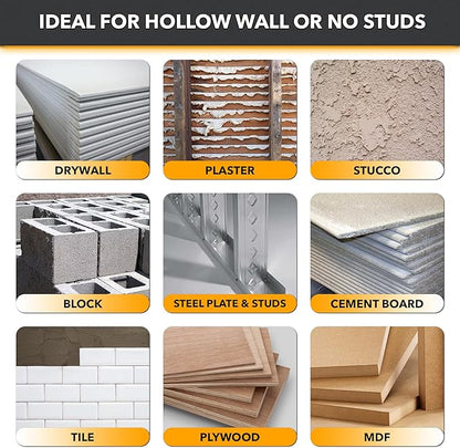 CondoMounts MSK8001 Steel Stud TV Mounting Kit | Metal Stud Anchors | TV Mount Metal Studs | Holds 200lbs on Steel Stud | Includes 6 Elephant Anchor (1/4) Set & 1-Pilot Head Titanium Drill Bit