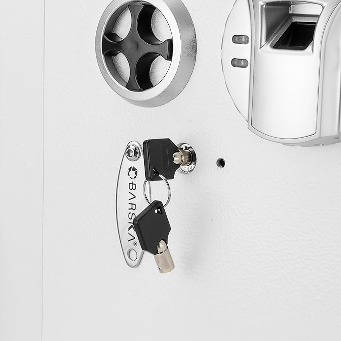 Barska White Biometric Wall Safe with Right Opening Door – Fingerprint Access Safe with 120 User Memory, Solid Steel Construction, Motorized Deadbolts & Removable Shelves - In Wall safe, Hidden safe