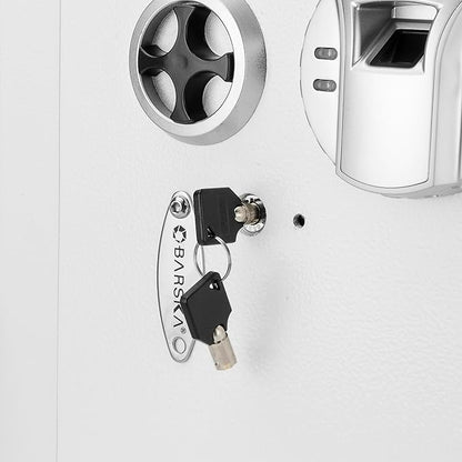 Barska White Biometric Wall Safe with Right Opening Door – Fingerprint Access Safe with 120 User Memory, Solid Steel Construction, Motorized Deadbolts & Removable Shelves - In Wall safe, Hidden safe
