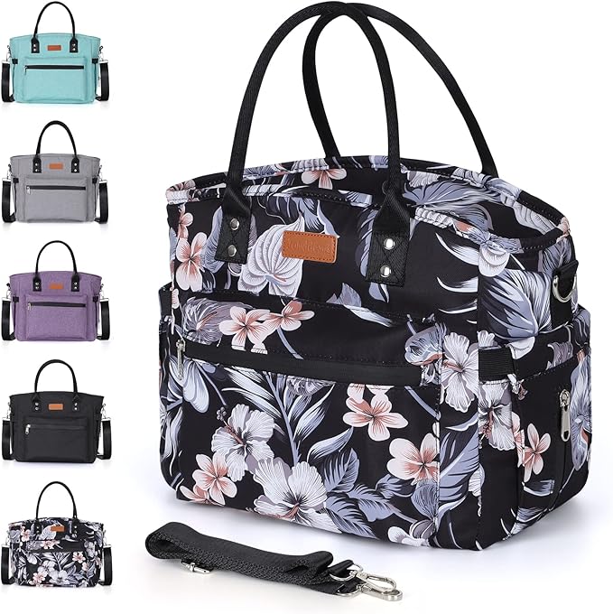 Insulated Lunch Bag for Women/Men,LeakProof Adult Lunch Box,Large Lunch Tote Bag with Removable Shoulder Strap,Portable Reusable Lunch Cooler Bag for Office Work Picnic Beach