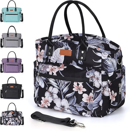 Insulated Lunch Bag for Women/Men,LeakProof Adult Lunch Box,Large Lunch Tote Bag with Removable Shoulder Strap,Portable Reusable Lunch Cooler Bag for Office Work Picnic Beach